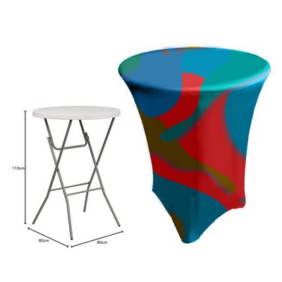 32 x 43" Custom Printed Table Cover With Leg, Spandex Cocktail Table Cover