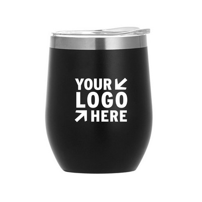 12 oz Powder-Coated Wine Tumbler with Lid