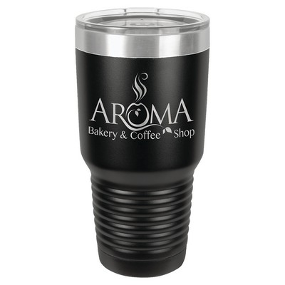 Polar Camel 30 oz. Black Vacuum Insulated Ringneck Tumbler with Clear Lid