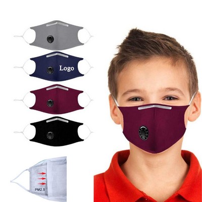 Kids' 3-layer Reusable Cotton Face Mask With Breather Valve